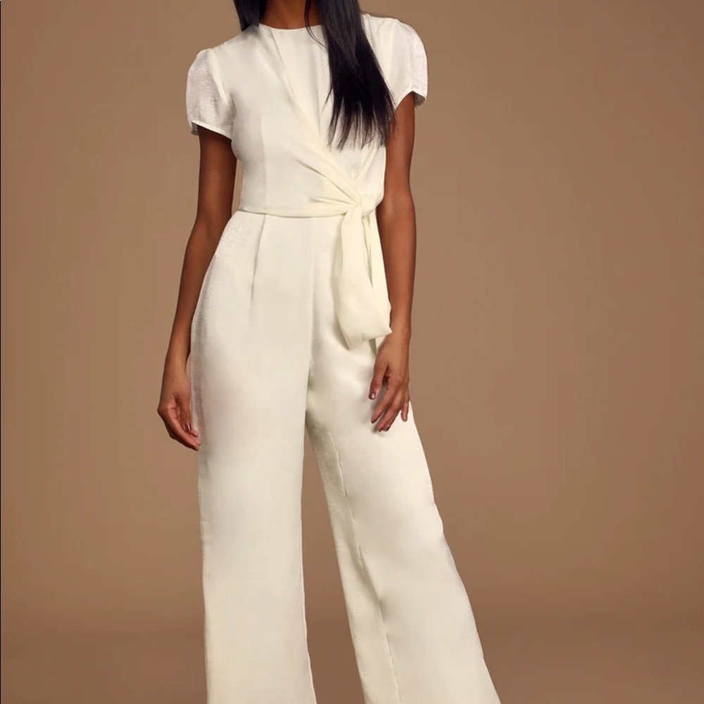 NWT Lulus White Satin Jumpsuit